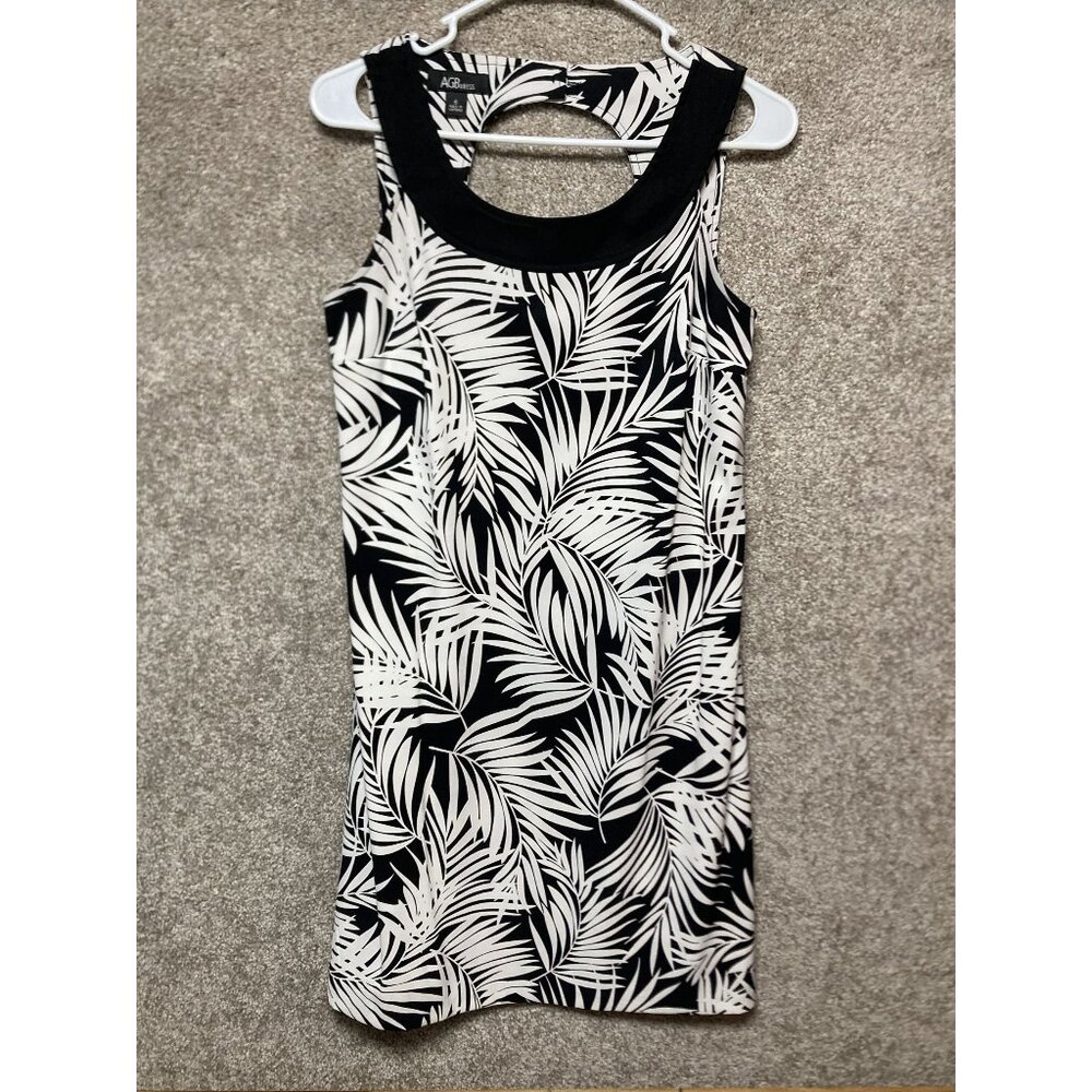 Black & White Palm Leaf Sleeveless Sheath Dress By AGB Womens Size 6